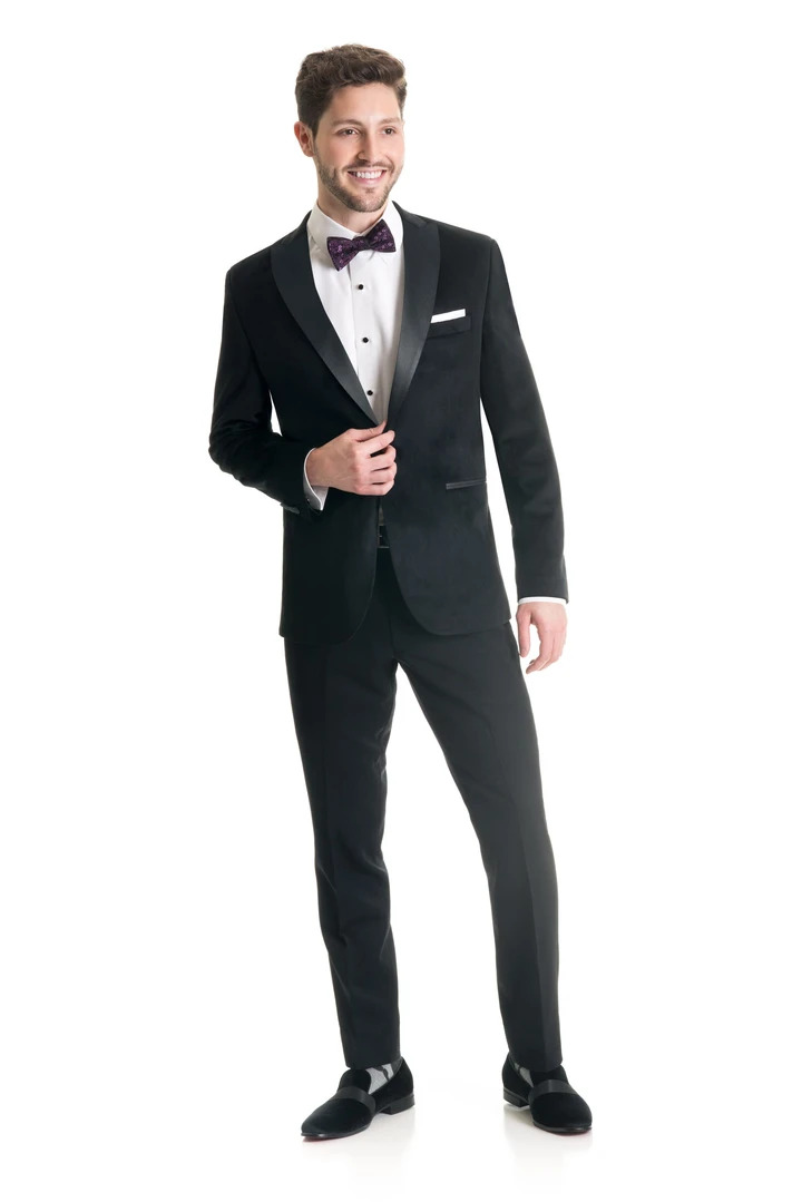 Black Velvet Ultra Slim Fit Tuxedo Coat Style No. N8VC - Black Tie ...