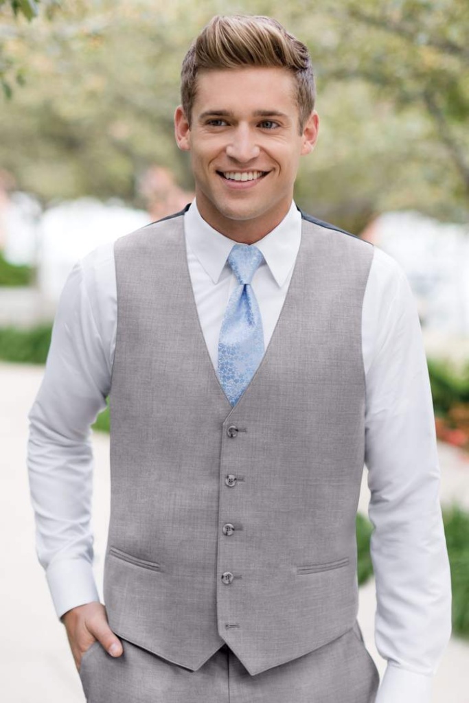 Heather Grey Clayton Suit Separates Vest Style No. NF262 Black Tie