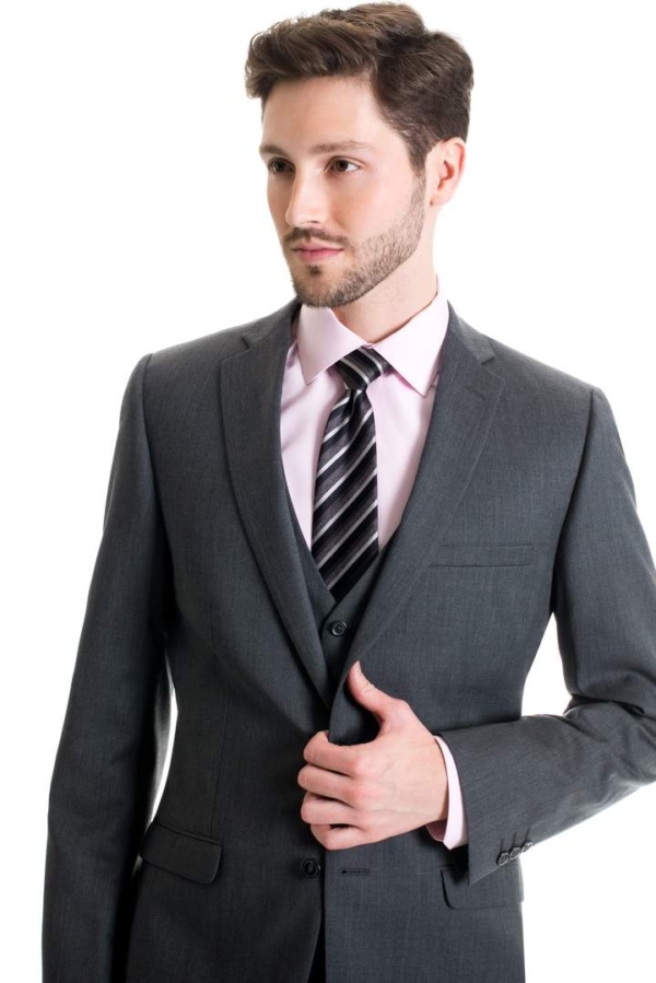 Grey Slim Fit Suit Coat Super 120s