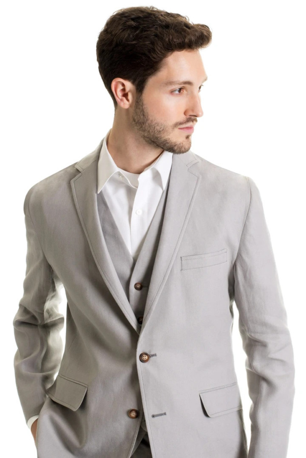 Light Grey Destination Linen Suit Coat