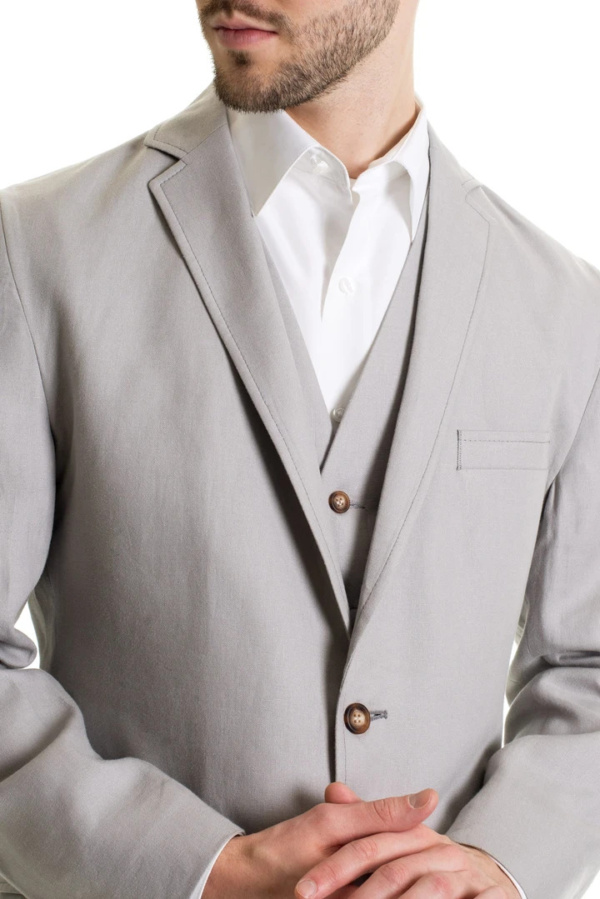 Light Grey Destination Linen Suit Coat