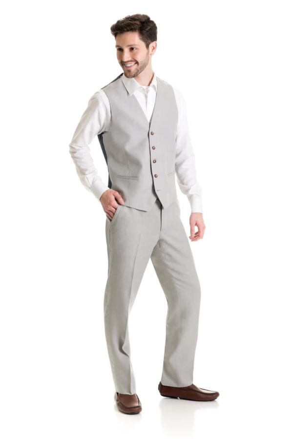 Light Grey Destination Linen Suit Vest